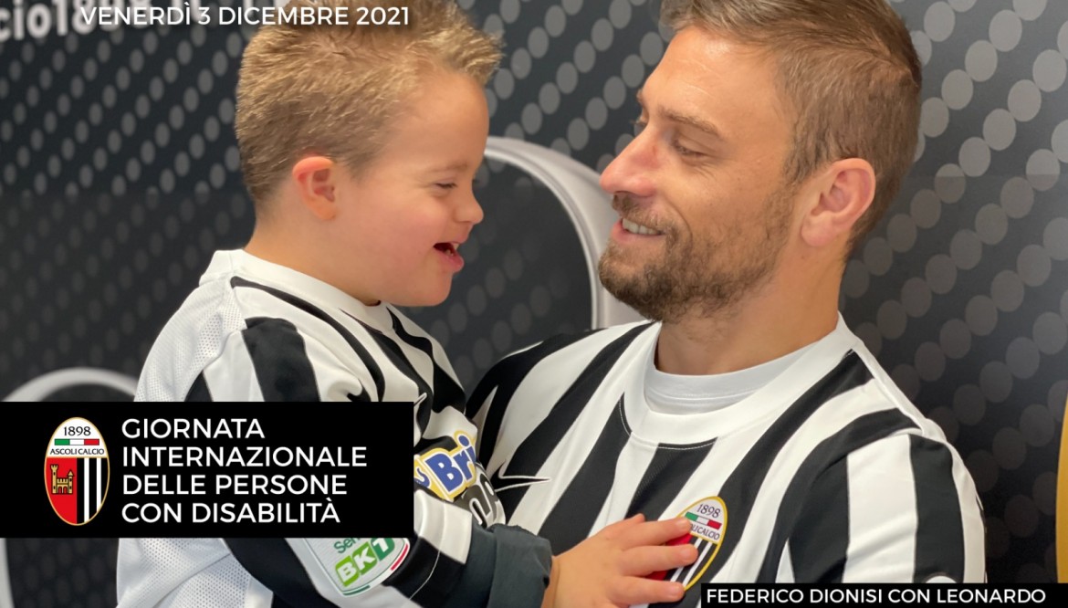 Federico Dionisi e il piccolo Leonardo per promuovere la “Giornata delle persone con disabilità”.