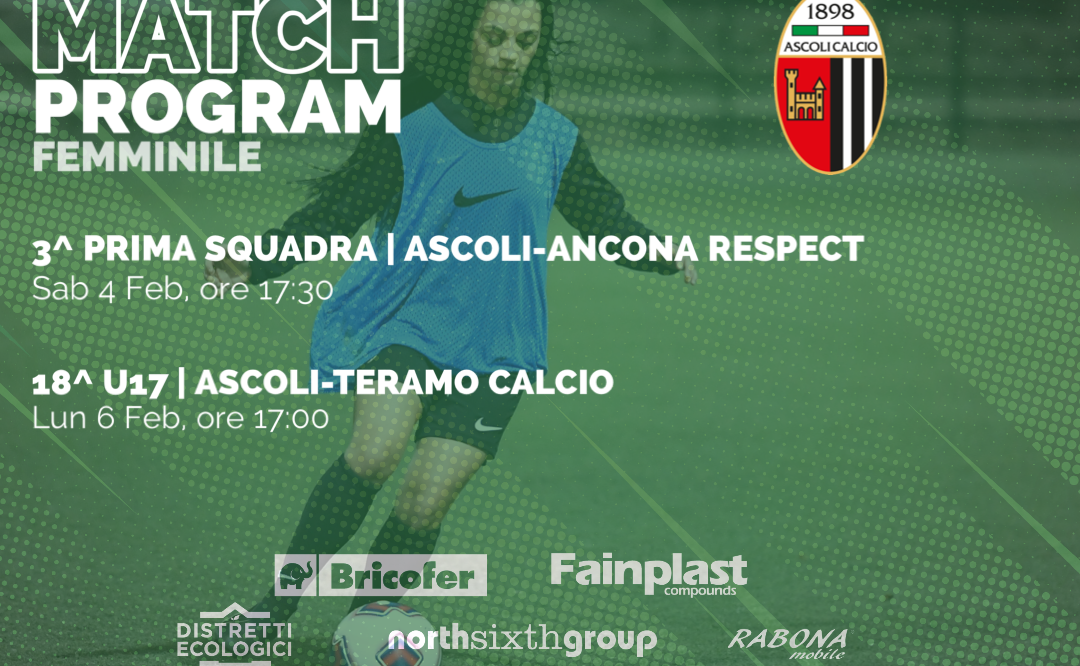 ASCOLI CALCIO FEMMINILE | IL PROGRAMMA DEL WEEKEND