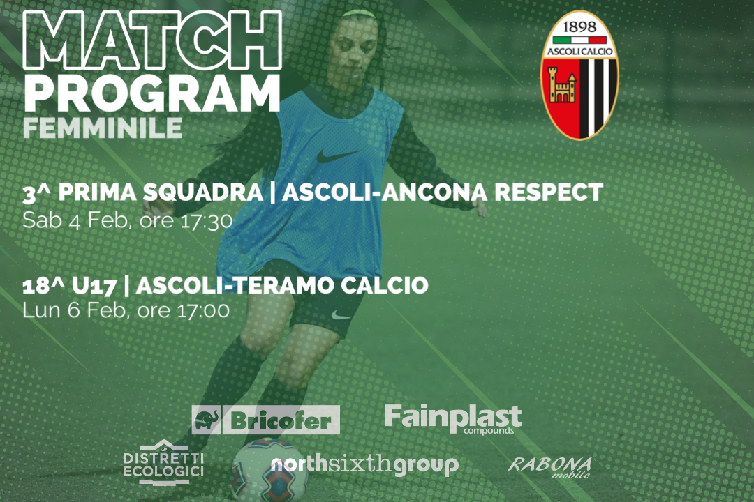 ASCOLI CALCIO FEMMINILE | IL PROGRAMMA DEL WEEKEND