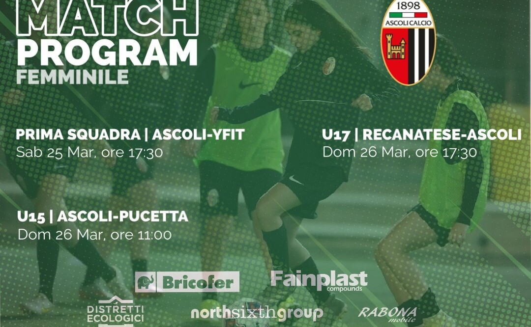 ASCOLI CALCIO FEMMINILE | IL PROGRAMMA DEL WEEKEND