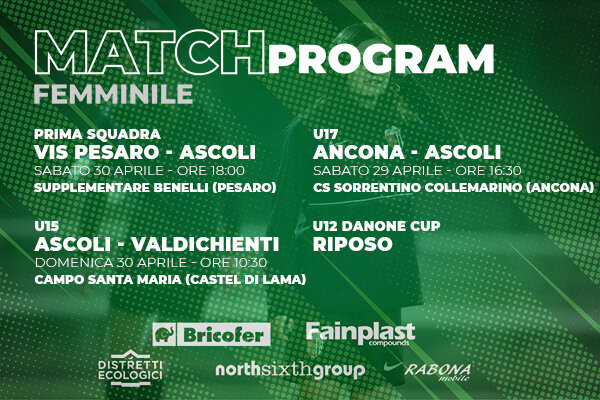 ASCOLI CALCIO FEMMINILE | IL PROGRAMMA DEL WEEKEND