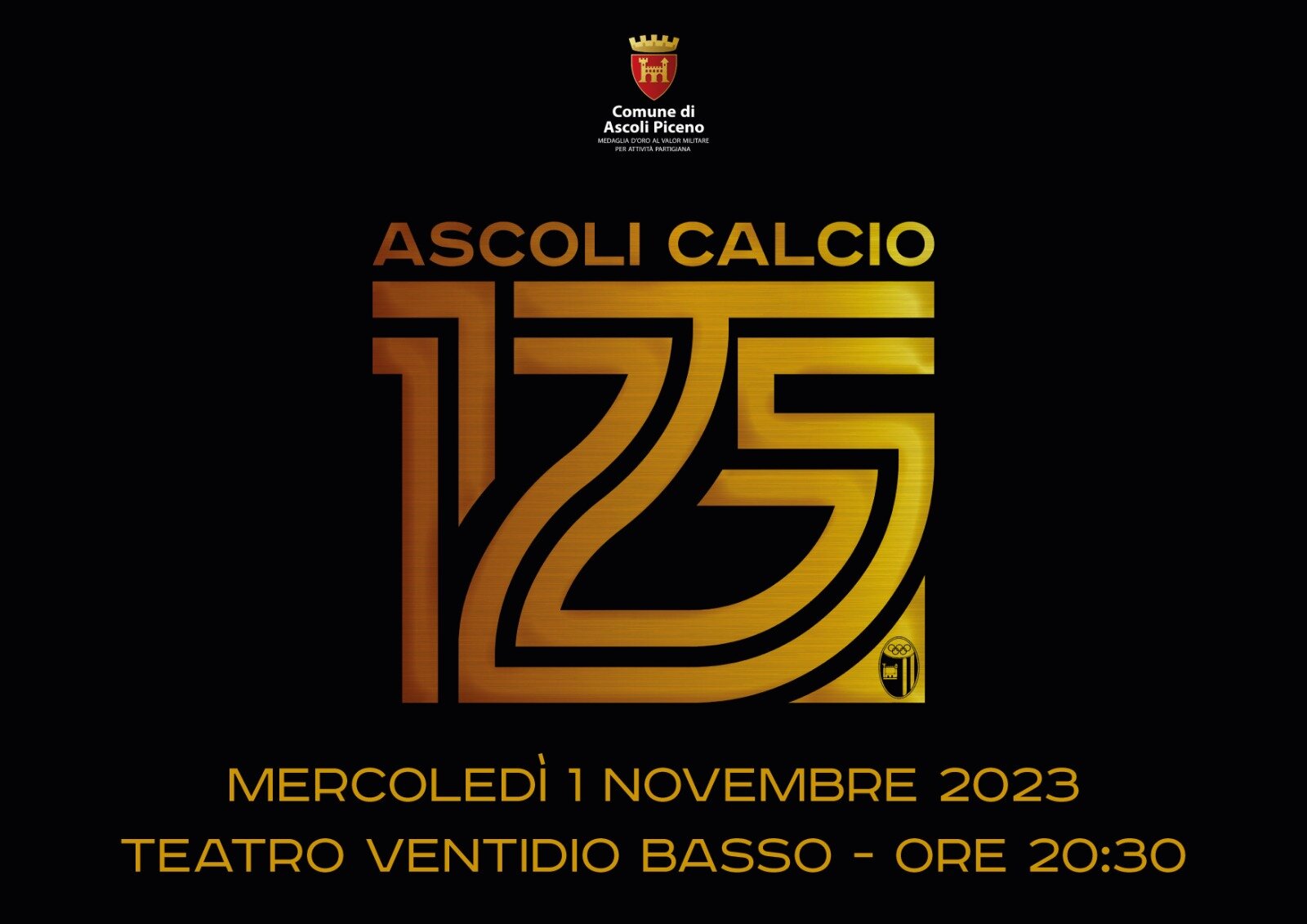 Il 1° novembre grande festa a teatro per i 125 anni dell’Ascoli Calcio.